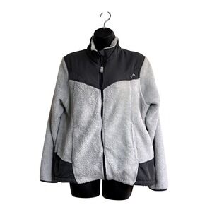 Vertical 9 Womens Gray Black Sherpa Fleece Full Zip Jacket Size Large Colorblock